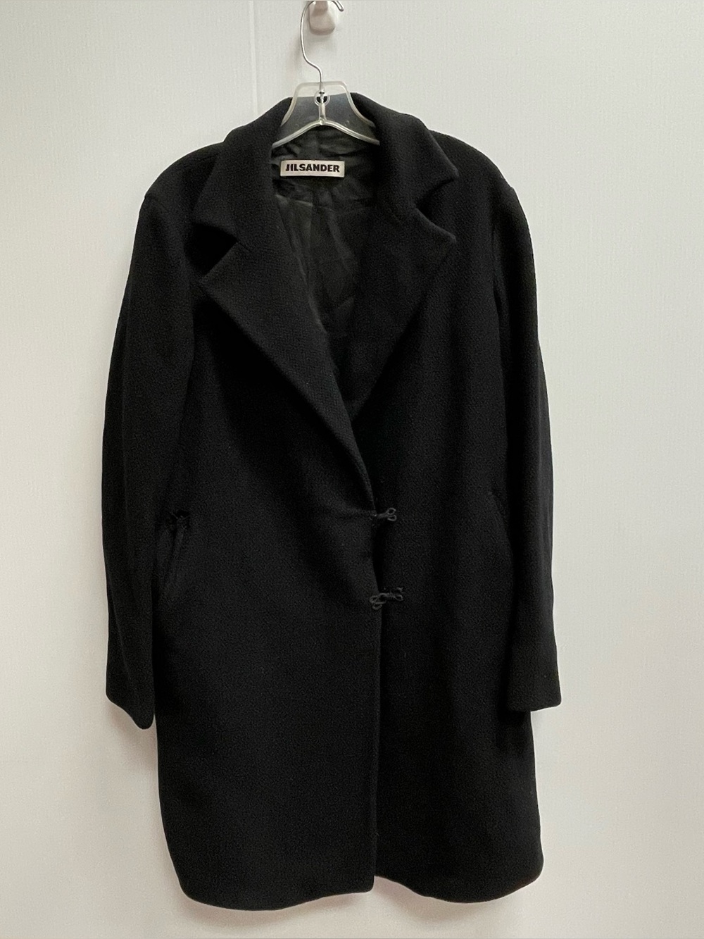 JILL SANDER BLACK WOOL CASHMERE BLEND COAT SZ 36